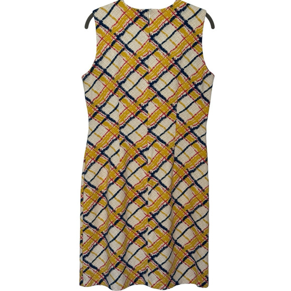J. McLaughlin Size L Devon Sleeveless Shift Dress Yellow Chalk Plaid Print EUC - Picture 3 of 8